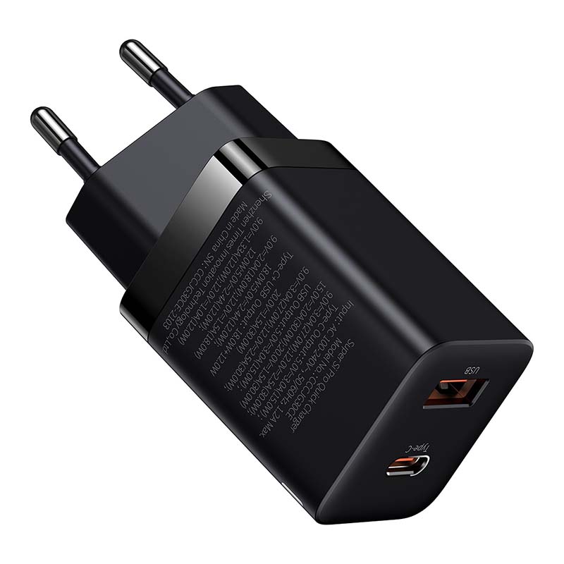 Baseus Super Si Pro Quick Charger USB + USB-C 30W (crni)