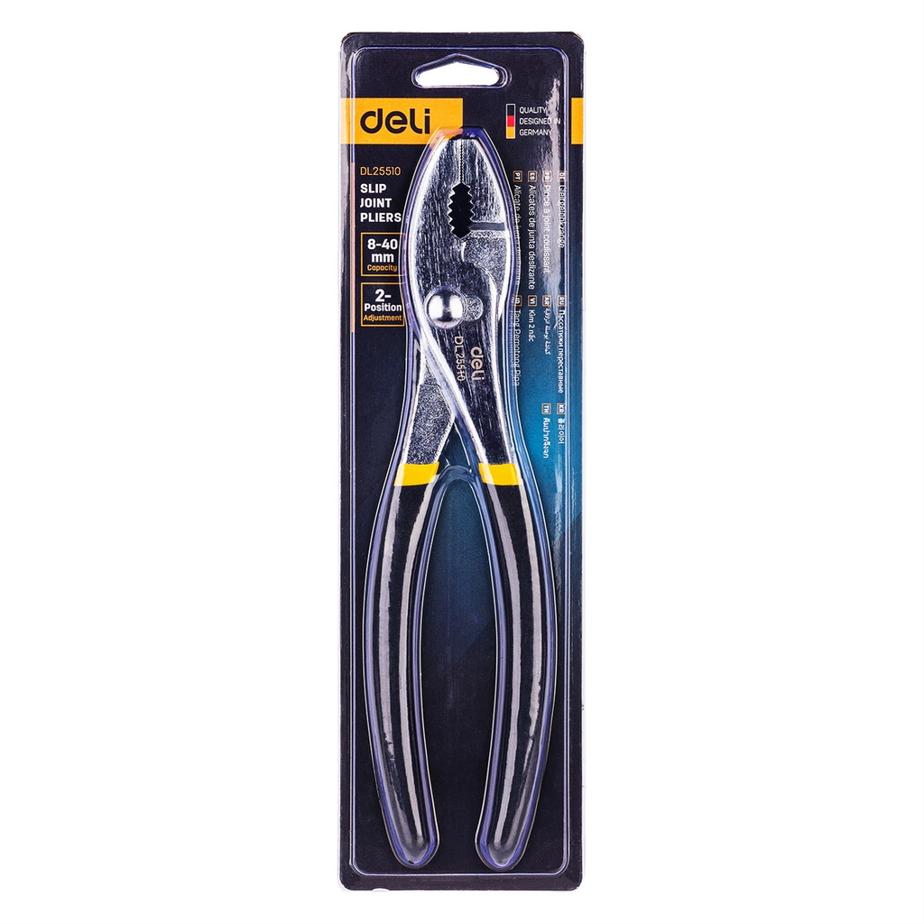 Kliješta za klizne spojeve Deli Tools EDL25510 10'' (crno-žuta)