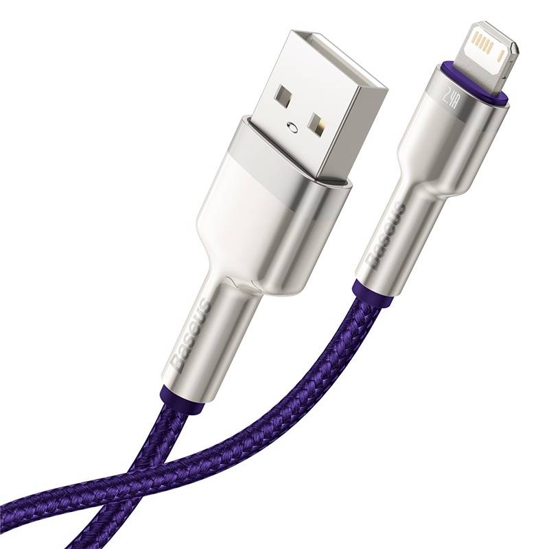 USB kabel za Lightning Baseus Cafule, 2.4A, 2m (ljubičasti)