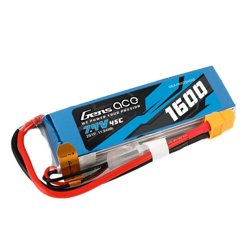 Baterija GensAce LiPo 1600mAh 7.4V 45C 2S1P XT60