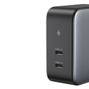 Zidni punjač UGREEN CD254, 2x USB-C, GaN, 100W, PD (crni)