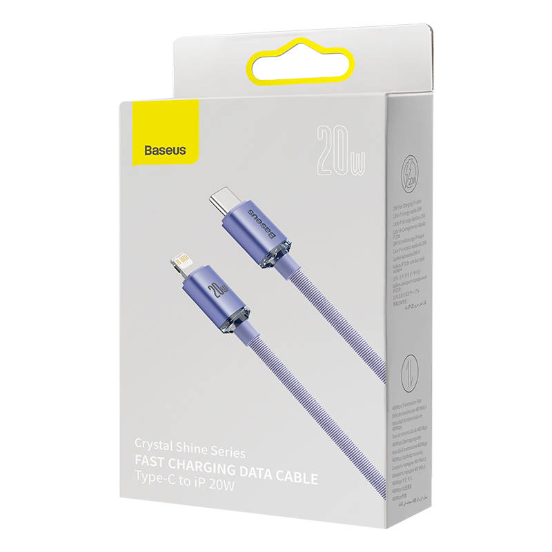 Baseus Crystal Shine kabel USB-C na Lightning, 20W, PD, 1,2 m (ljubičasti)