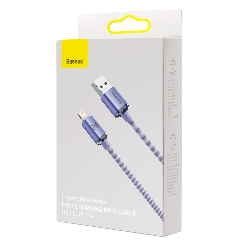 Baseus Crystal Shine kabel USB na Lightning, 2.4A, 1.2m (ljubičasti)