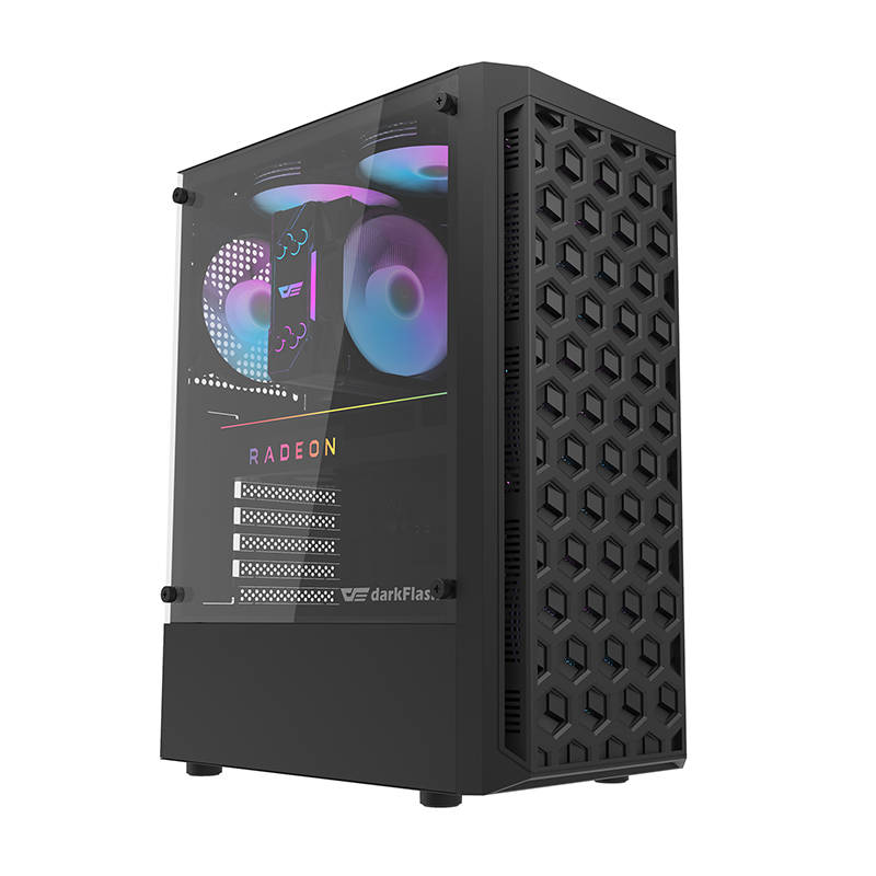 Kućište za računalo Darkflash DK300 ATX s 4 ventilatora (crno)