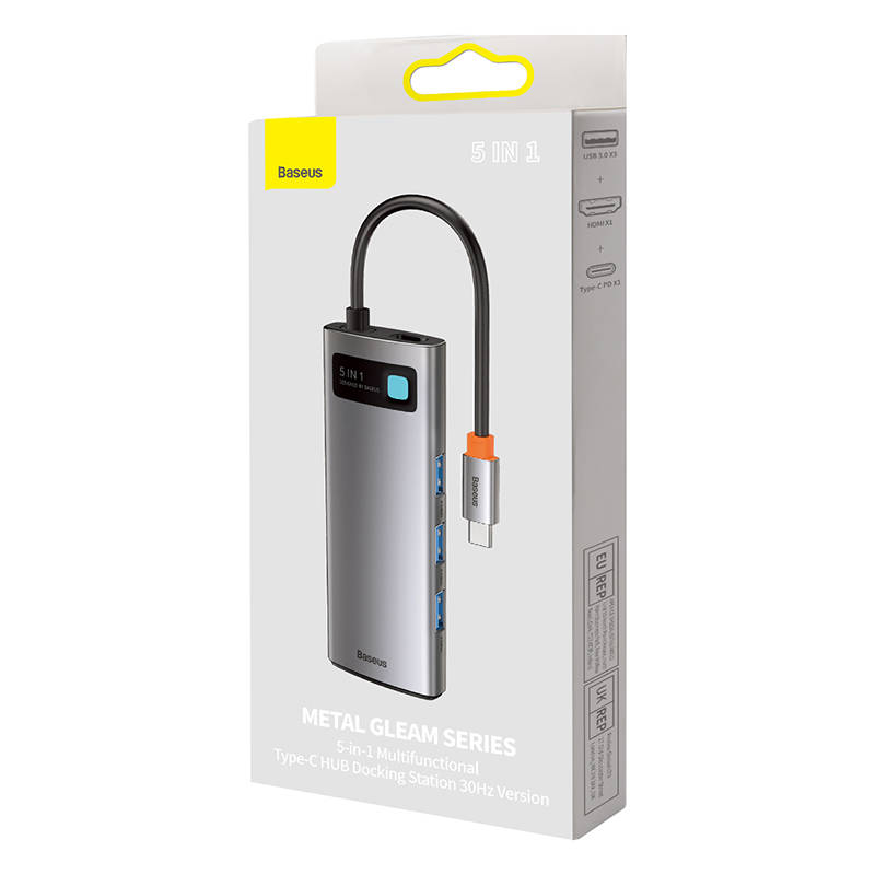 Adapter 5u1 Baseus Hub USB-C na 3x USB 3.0 + HDMI + USB-C PD