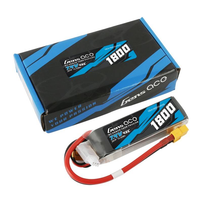 Baterija GensAce LiPo 1800mAh 7.4V 45C 2S1P XT60