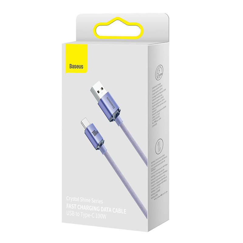 Baseus Crystal Shine kabel USB na USB-C, 5A, 1.2m (ljubičasti)