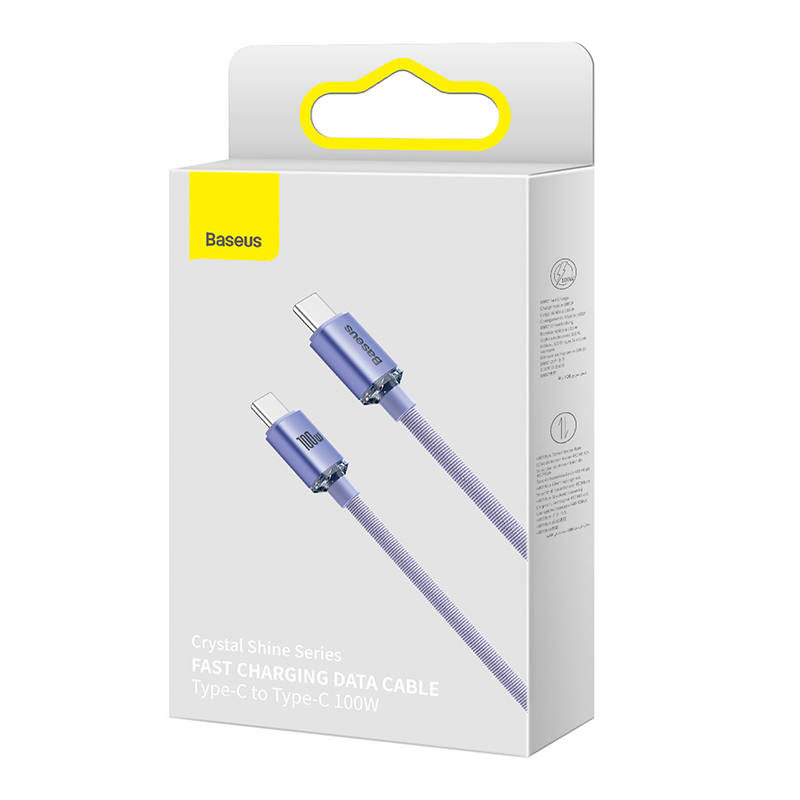 Baseus Crystal Shine kabel USB-C na USB-C, 100 W, 1,2 m (ljubičasti)