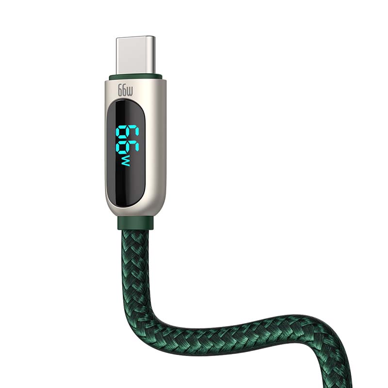 Baseus zaslonski kabel USB na Type-C, 66W, 2m (zeleni)