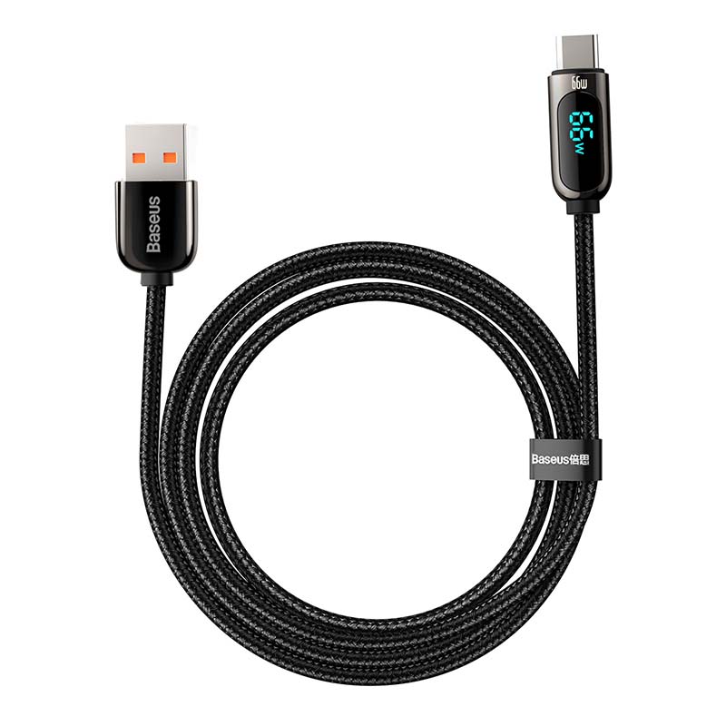 Baseus zaslonski kabel USB na Type-C, 66W, 2m (crni)