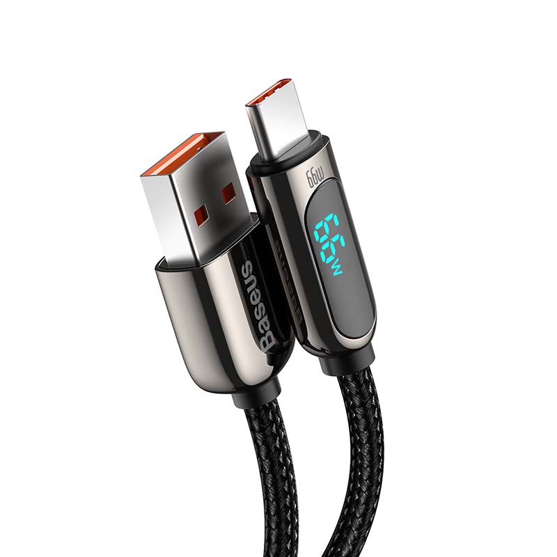 Baseus zaslonski kabel USB na Type-C, 66W, 1m (crni)