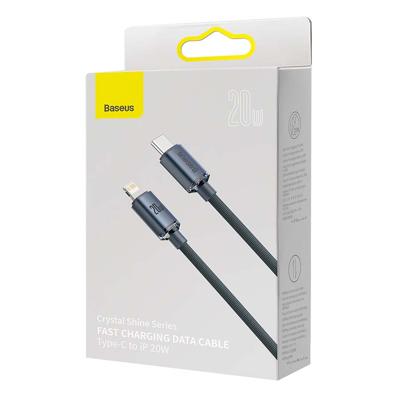 Baseus Crystal kabel USB-C na Lightning, 20W, PD, 1,2 m (crni)