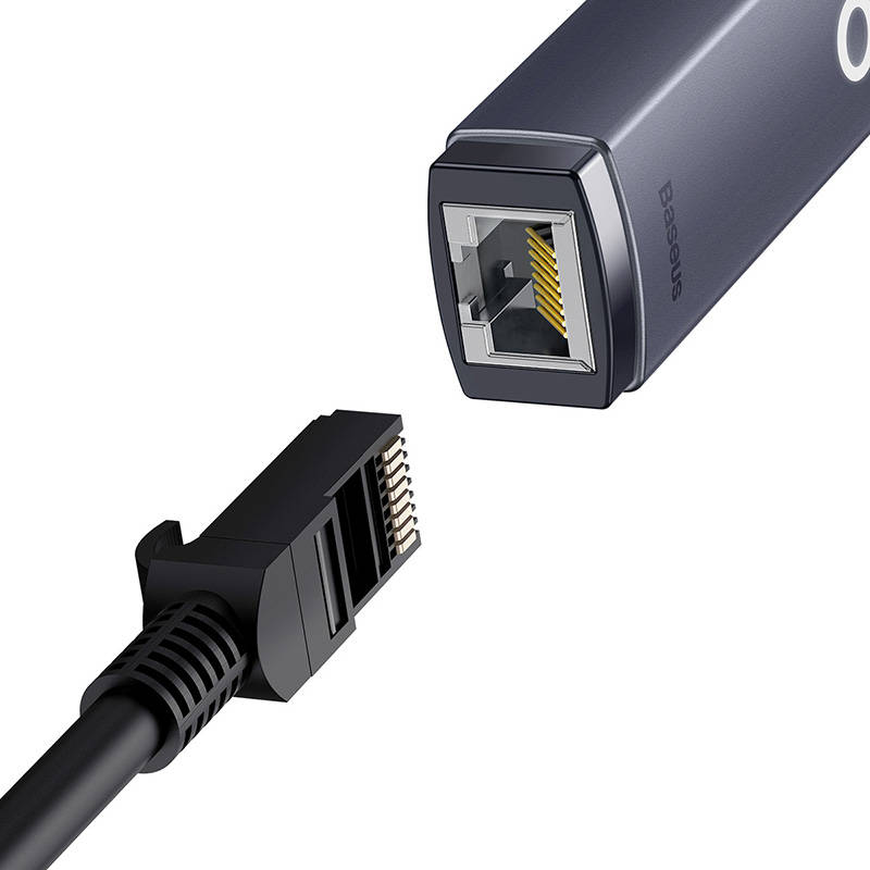 Baseus Lite Series USB-C na RJ45 mrežni adapter, 100 Mbps (sivo)