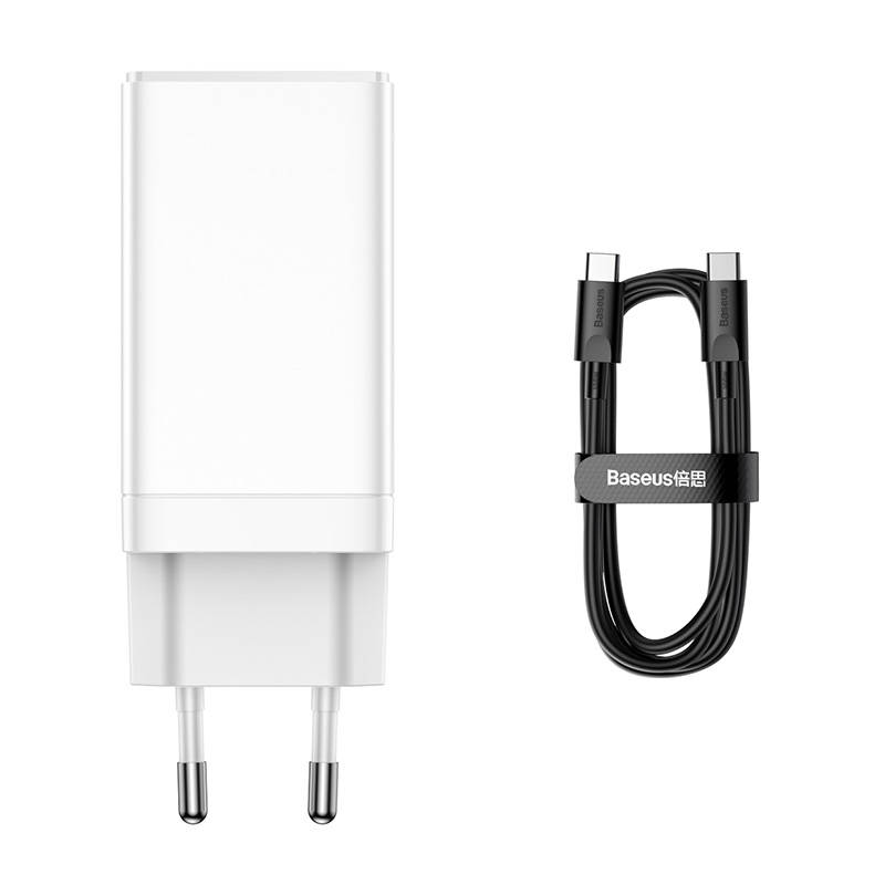 Brzi punjač Baseus GAN3 Pro, 2xUSB-C + USB, 65W (bijeli)