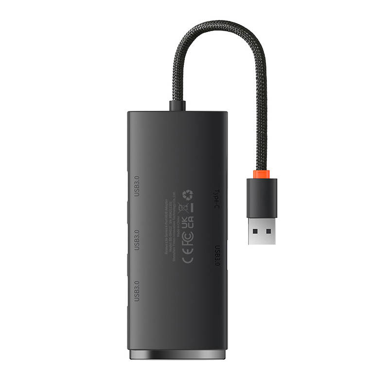 Baseus Lite Series Hub 4u1 USB na 4x USB 3.0, 25 cm (crni)