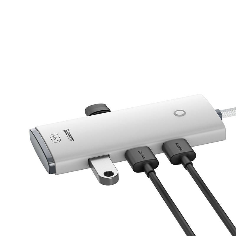 Hub 4u1 Baseus Lite Series USB-C na 4x USB 3.0 + USB-C, 2m (bijeli)