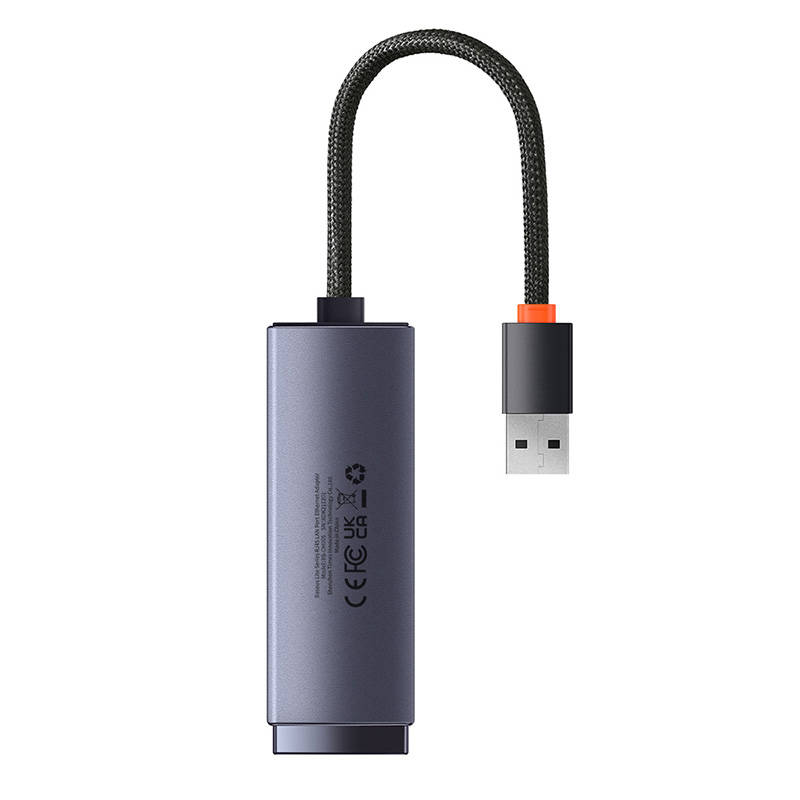 Baseus Lite Series USB na RJ45 mrežni adapter, 100 Mbps (sivo)