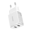 Kompaktni brzi punjač Baseus, 2x USB, 10,5 W (bijeli)