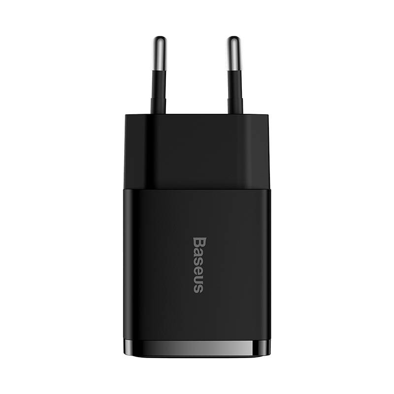 Kompaktni brzi punjač Baseus, 2x USB, 10,5 W (crni)