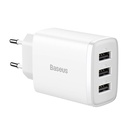 Kompaktni brzi punjač Baseus, 3x USB, 17W (bijeli)