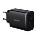 Kompaktni brzi punjač Baseus, 3x USB, 17W (crni)