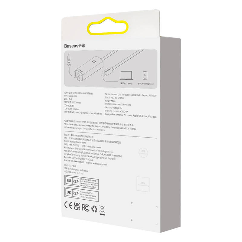 Mrežni adapter Baseus Lite Series USB-C na RJ45 (bijeli)