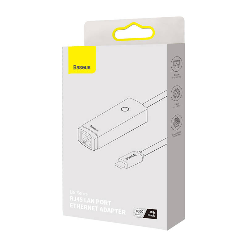 Mrežni adapter Baseus Lite Series USB-C na RJ45 (crni)