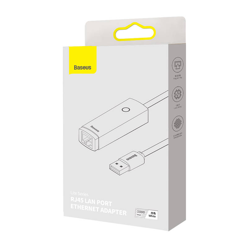 Baseus Lite Series USB na RJ45 mrežni adapter (bijeli)