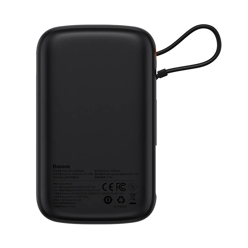 Powerbank Baseus Qpow Pro s Lightning kabelom, USB-C, USB, 10000mAh, 20W (crni)