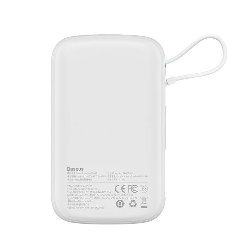 Powerbank Baseus Qpow Pro s USB-C kabelom, USB-C, USB, 10000mAh, 22,5W (bijeli)