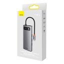 Hub 7u1 Baseus Metal Gleam Series, USB-C do 3x USB 3.0 + 2x HDMI + USB-C PD + Ethernet RJ45