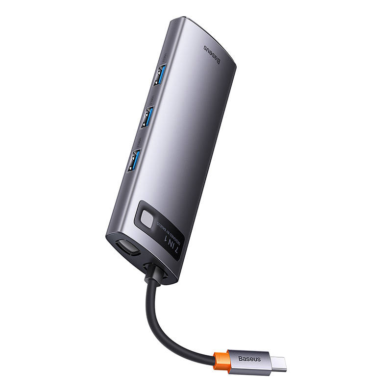 Hub 7u1 Baseus Metal Gleam Series, USB-C do 3x USB 3.0 + HDMI + USB-C PD + VGA + Ethernet RJ45