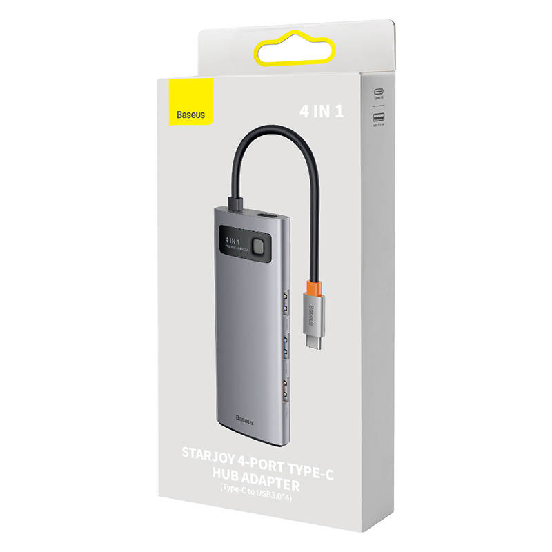 Hub 4u1 Baseus Metal Gleam Series, USB-C do 4x USB 3.0