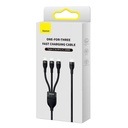 3u1 USB kabel Baseus Flash Series 2, USB-C + micro USB + Lightning, 100W, 1.5m (crni)