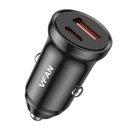 Auto punjač Vipfan C03, USB + USB-C, 20W, PD + QC 3.0 (crni)