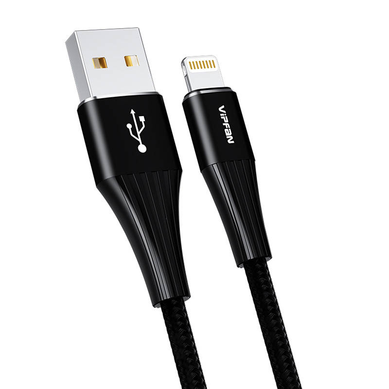 USB na Lightning kabel Vipfan A01, 3A, 1.2m, pleten (crni).