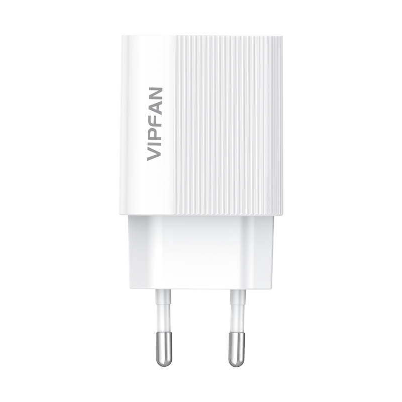 Mrežni punjač Vipfan E01, 1x USB, 2.4A + USB-C kabel (bijeli)