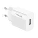 Mrežni punjač Vipfan E01, 1x USB, 2.4A + USB-C kabel (bijeli)