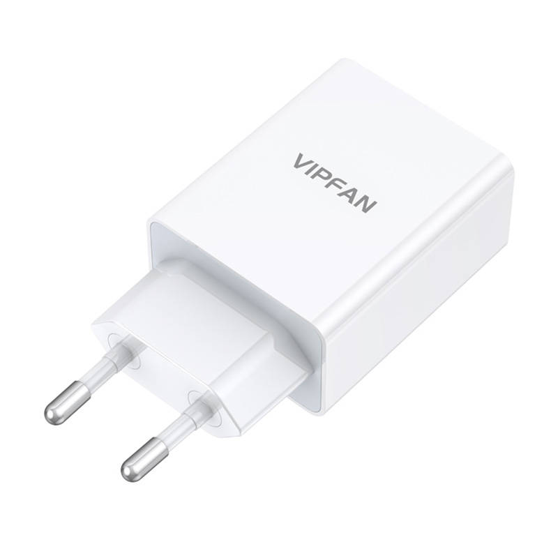 Zidni punjač Vipfan E03, 1x USB, 18W, QC 3.0 + USB-C kabel (bijeli)