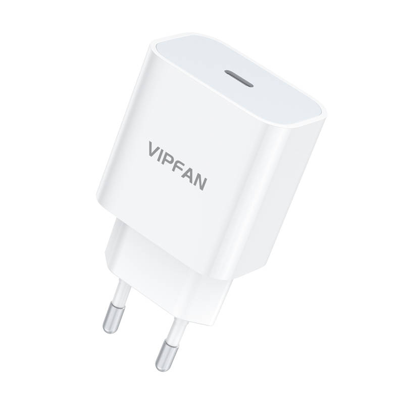 Zidni punjač Vipfan E04, USB-C, 20W, QC 3.0 + USB-C kabel (bijeli)