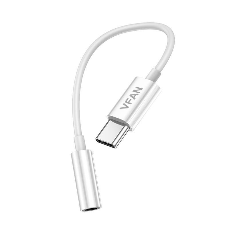 Kabel Vipfan L08 USB-C na mini jack 3.5mm AUX, 10cm (bijeli)