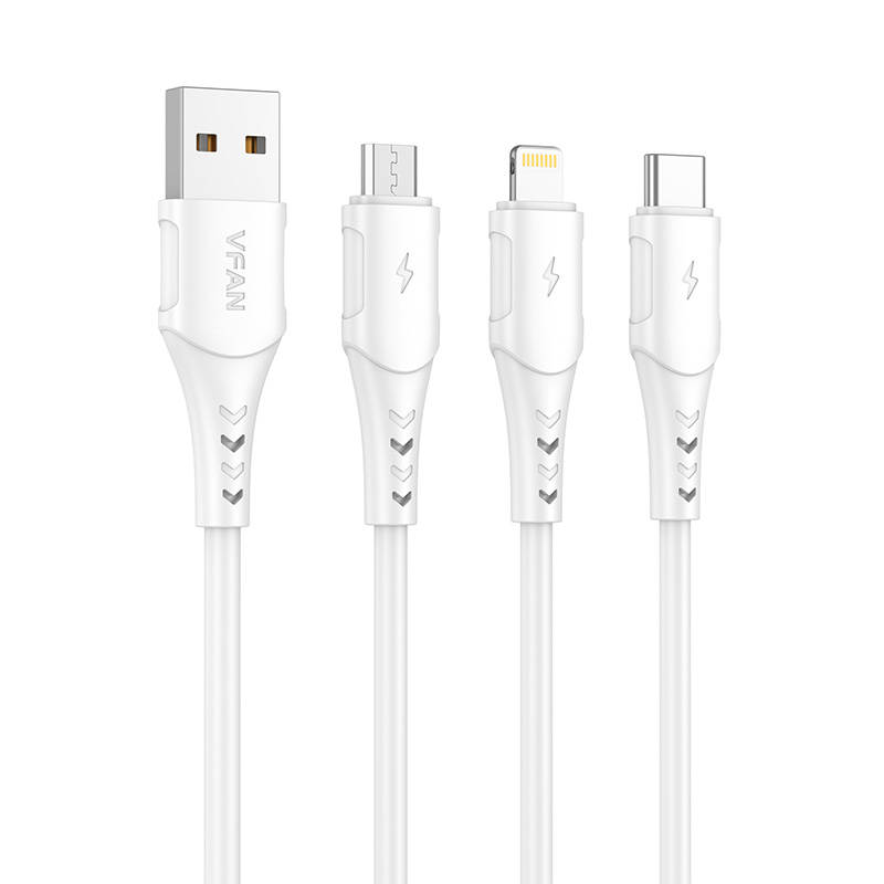 USB na Micro USB kabel Vipfan Colorful X12, 3A, 1m (bijeli)