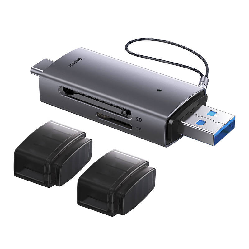 Baseus Lite Series SD/TF čitač memorijskih kartica, USB + USB-C (sivo)