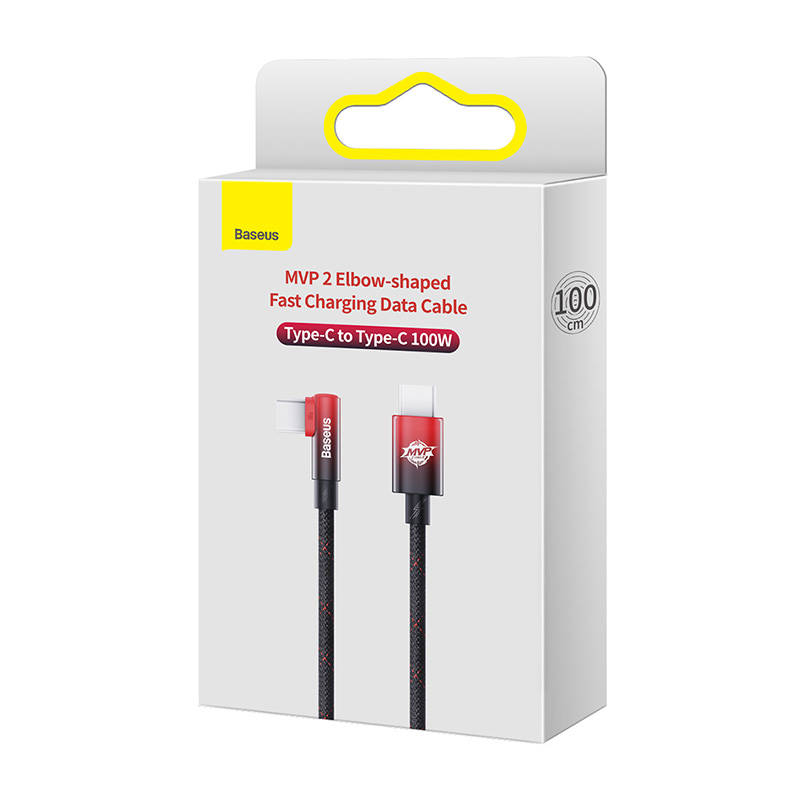 Baseus MVP2 USB-C na USB-C kabel, 100 W, 1 m (crno/crveno)