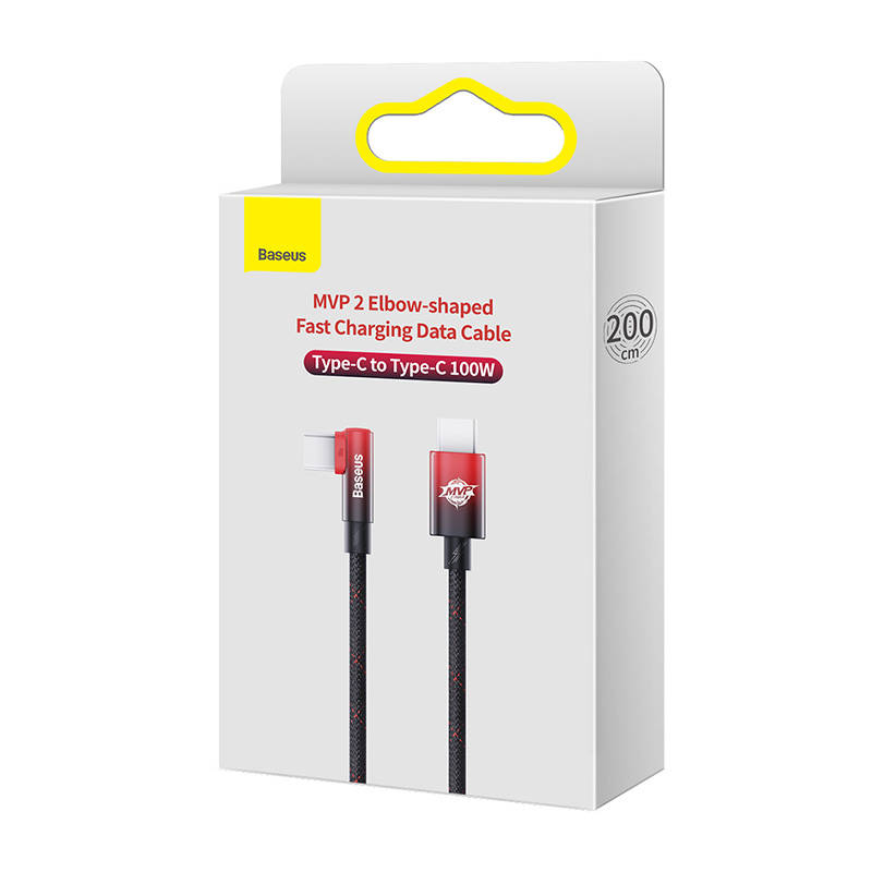 Baseus MVP2 USB-C na USB-C kabel, 100 W, 2 m (crno / crveno)