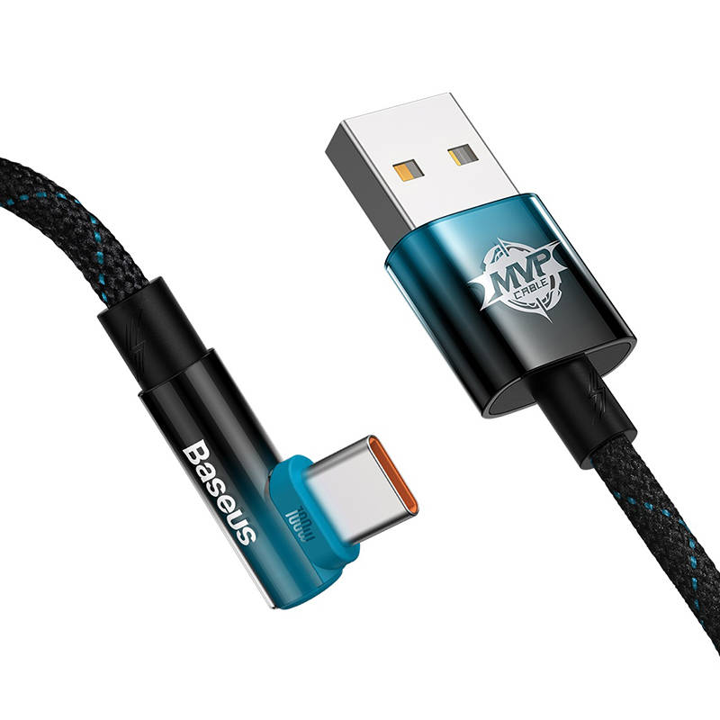 Baseus Elbow USB na USB-C 100W 2m kutni kabel (crno-plavi)