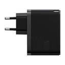 Zidni punjač Baseus GaN USB-C + USB, 100W + 1m kabel (crni)