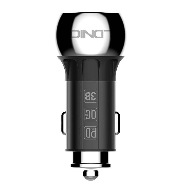 Auto punjač LDNIO C1, USB + USB-C, PD + QC 3.0, 36W (crni)