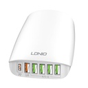 Zidni punjač LDNIO A6573C, 5x USB, 65W, 1.5m (bijeli)