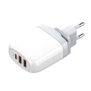 GaN punjač LDNIO A3511Q, 2x USB + USB-C, 65W (bijeli)